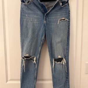 Zara Blue Distressed Straight Leg Jeans